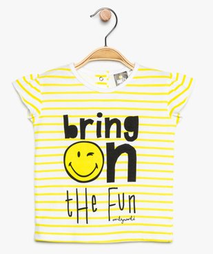 Tee-shirt bébé fille à rayures et manches volantées – SmileyWorld vue1 - SMILEY - GEMO