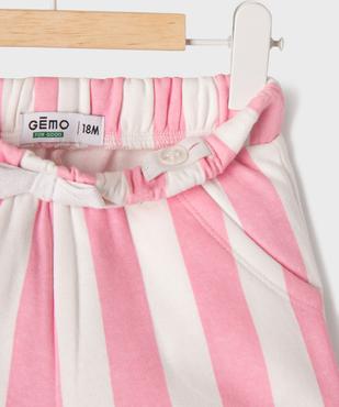 Short en molleton à rayures bébé fille vue2 - GEMO 4G BEBE - GEMO