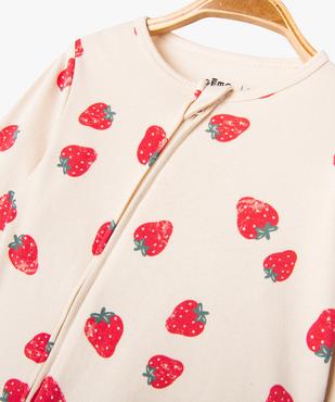 Pyjama en coton zippé devant à motifs fraises bébé fille vue2 - GEMO 4G BEBE - GEMO