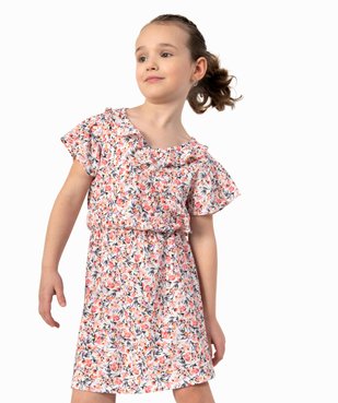 Robe fille fleurie en maille gaufrée vue1 - GEMO (ENFANT) - GEMO