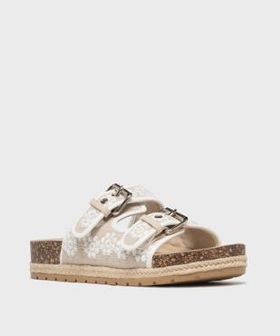 Mules à semelle plateforme et larges brides brodées femme - 5 Miles vue3 - 5 MILES - GEMO