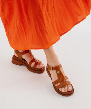 Sandales look spartiates à épaisse semelle crantée femme vue1 - 5 MILES - GEMO