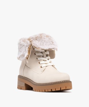 Boots femme fourrées à col duveteux retourné et  épaisse semelle crantée vue3 - GEMO (CASUAL) - GEMO