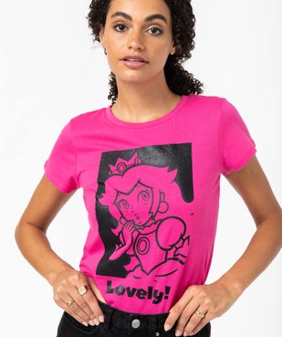 Tee-shirt femme à manches courtes imprimé Princess Peach - Super Mario vue2 - MARIO - GEMO