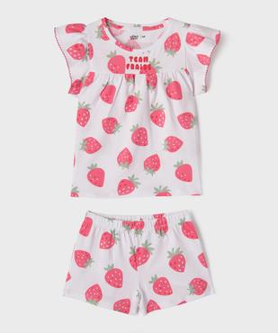 Pyjashort en jersey de coton imprimé à haut blouse fille vue1 - GEMO 4G FILLE - GEMO