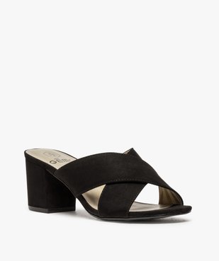 Sandales femme mules à talon unies à brides croisées vue2 - GEMO(URBAIN) - GEMO