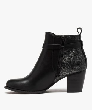 Boots femme à talon dessus multi-matières vue3 - GEMO(URBAIN) - GEMO