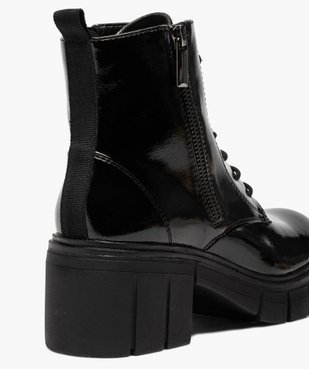 Bottines femme unis et vernis à lacets à semelle crantée vue6 - GEMO(URBAIN) - GEMO