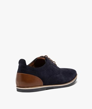 Derbies homme avec empiècement contrastant au talon Dessus cuir retourné vue4 - GEMO(URBAIN) - GEMO