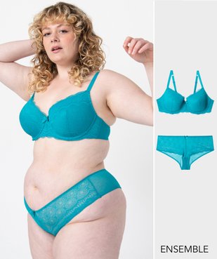 Ensemble lingerie soutien-gorge avec armatures et shorty pour femme grande taille  - GEMO