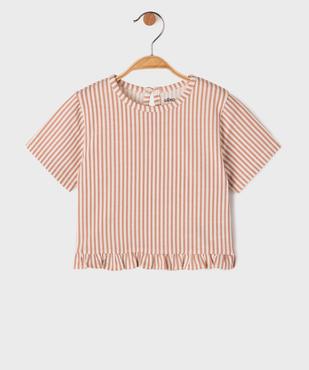 Tee-shirt manches courtes avec volant dans le bas bébé fille vue1 - GEMO(BEBE DEBT) - GEMO
