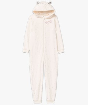 Combinaison pyjama à capuche en maille peluche femme vue4 - GEMO(HOMWR FEM) - GEMO