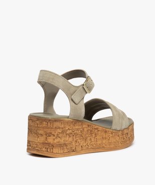 Sandales femme dessus cuir suédé plissé - Tanéo vue4 - TANEO - GEMO
