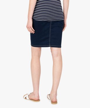 Jupe maternité en denim avec large ceinture bandeau vue3 - GEMO (MATER) - GEMO