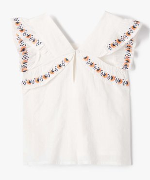 Chemise fille à manches courtes avec volants brodés vue3 - GEMO (ENFANT) - GEMO
