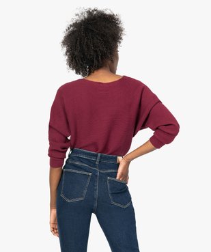 Pull femme en maille côtelée à manches chauve-souris vue3 - GEMO(FEMME PAP) - GEMO