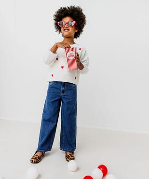 Pull 2 en 1 avec manches chemise fille vue3 - GEMO (ENFANT) - GEMO