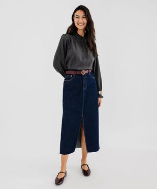 Blouse manches longues en flanelle de coton femme  vue4 - GEMO(FEMME PAP) - GEMO