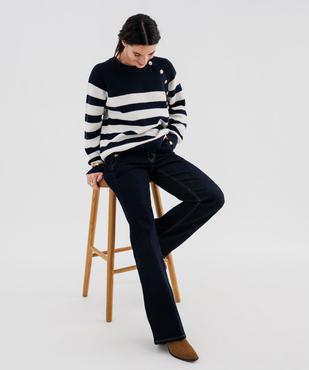 Pull rayé en côtes perlées esprit marinière femme - LuluCastagnette vue1 - LULU CASTAGNETTE GEMO FOR GOOD - GEMO