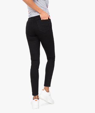 Pantalon femme en toile extensible coupe slim taille haute vue3 - GEMO (JEAN) - GEMO