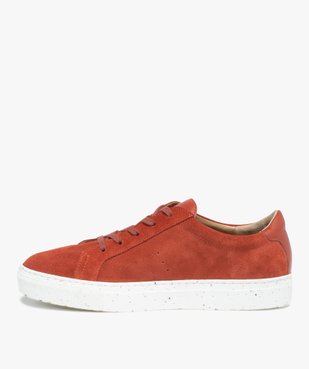 Baskets femme unies en cuir à lacets – Tanéo vue3 - TANEO - GEMO