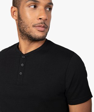 Tee-shirt homme chiné à manches courtes et col tunisien vue2 - GEMO C4G HOMME - GEMO