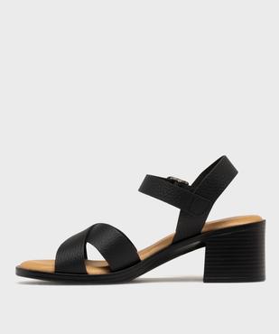 Sandales à talon et larges brides en cuir femme - Tanéo vue3 - TANEO - GEMO