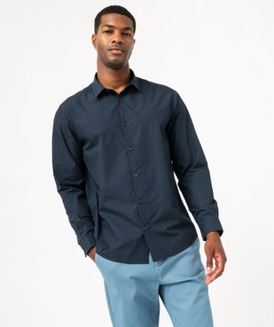 Chemise manches longues coupe regular à micro-motifs homme vue2 - GEMO (HOMME) - GEMO