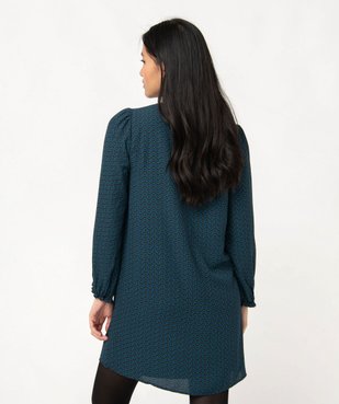 Robe droite imprimée à manches longues et col V fantaisie femme vue3 - GEMO 4G FEMME - GEMO