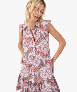 Robe femme imprimée boutonnée sur l’avant vue3 - GEMO C4G FEMME - GEMO