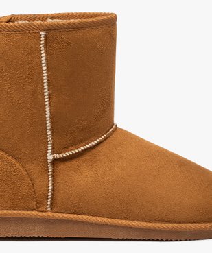 Boots fourrées femme à talon plat dessus suédine unie vue6 - GEMO (CASUAL) - GEMO