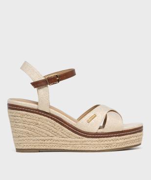 Sandales compensées en toile pailletée femme - LuluCastagnette vue1 - LULUCASTAGNETTE - GEMO