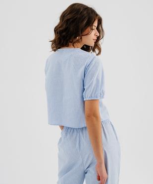 Blouse manches courtes bouffantes avec liens à nouer femme vue3 - GEMO(FEMME PAP) - GEMO