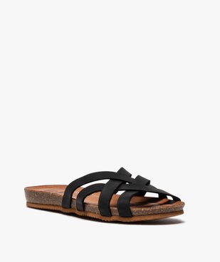 Mules femme plates à brides croisées en cuir vue2 - GEMO (CASUAL) - GEMO