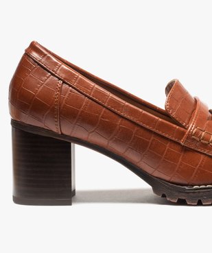 Escarpins femme à talon style mocassins unis imitation croco vue6 - GEMO(URBAIN) - GEMO