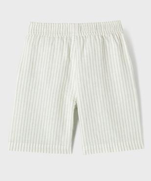 Bermuda en lin et coton rayé garçon vue3 - GEMO 4G GARCON - GEMO