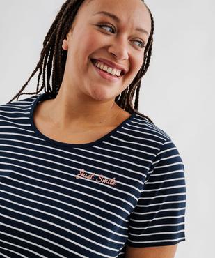 Chemise de nuit en jersey rayé femme grande taille vue2 - GEMO 4G FEMME - GEMO