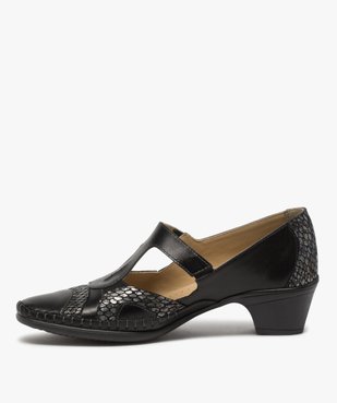 Salomés femme confort en cuir et fermeture scratch vue3 - GEMO (CONFORT) - GEMO