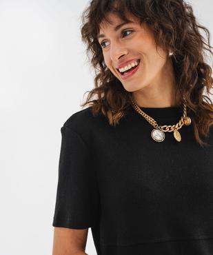 Robe pull à manches courtes et col rond femme vue3 - GEMO(FEMME PAP) - GEMO