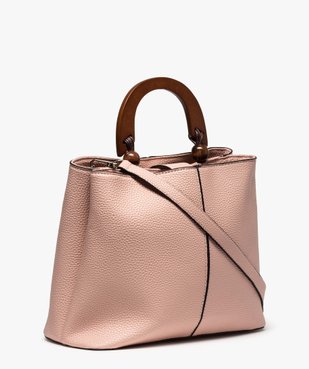 Sac femme forme seau avec poignée en bois vue2 - GEMO (ACCESS) - GEMO
