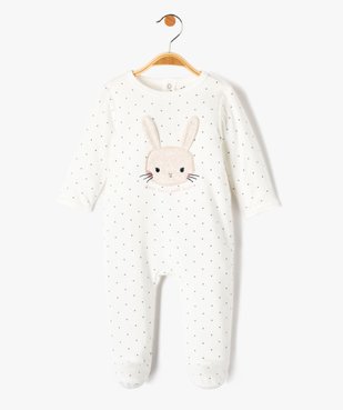 Pyjama en velours à motif lapin bébé fille vue1 - GEMO(BB COUCHE) - GEMO