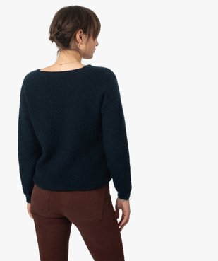 Pull femme avec col V en dentelle vue3 - GEMO C4G FEMME - GEMO