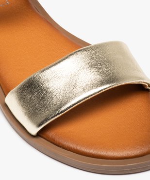 Sandales femme à talon plat dessus cuir métallisé - Tanéo vue6 - TANEO - GEMO