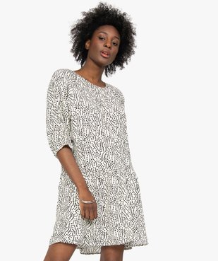 Robe femme imprimée courte à manches ¾ vue1 - GEMO(FEMME PAP) - GEMO