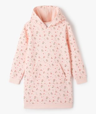 Robe sweat à capuche fille à motifs fleuris vue1 - GEMO (ENFANT) - GEMO