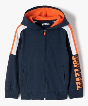 Sweat garçon en molleton à zip et capuche vue1 - GEMO (ENFANT) - GEMO