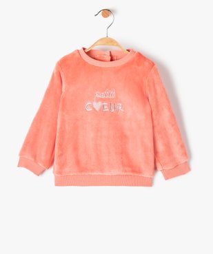 Pull bébé fille en maille peluche avec inscription brodée vue1 - GEMO(BEBE DEBT) - GEMO