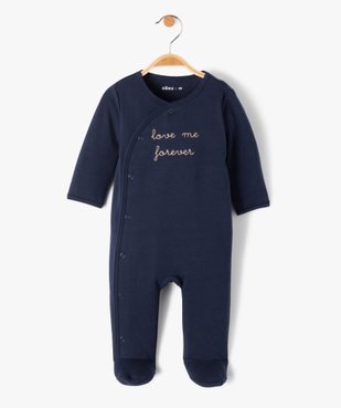 Pyjama bébé ouverture devant avec message brodé vue1 - GEMO(BB COUCHE) - GEMO