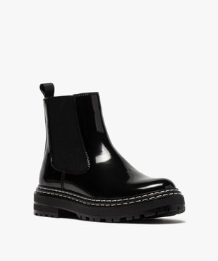 Boots femme style chelsea vernies à semelle crantée vue2 - Nikesneakers (CASUAL) - Nikesneakers