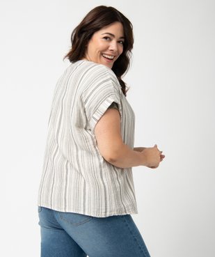 Blouse femme grande taille rayée à manches courtes   vue3 - GEMO (G TAILLE) - GEMO